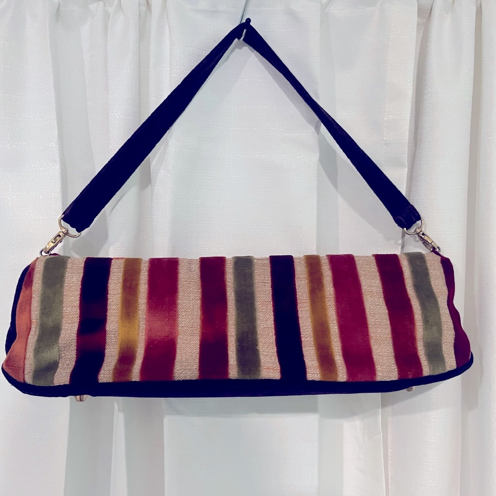 Offhand Designs Vintage Upholstery Multi Strips Velvet Bag/Knitting Bag
